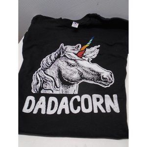 Dadacorn Unicorn T Shirt Black SS Adult L Large 100% Cotton NWOT Father's Day